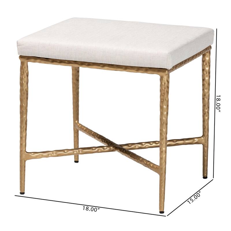 Fumiye Ottoman - Modern Rustic Accent Stool with Hand-Forged Metal Frame and Upholstered Seat for Living Room or Sitting Room