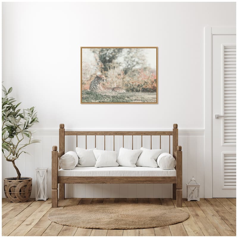 Kate and Laurel Sylvie Cheetah Glance Framed Canvas by Alicia Abla
