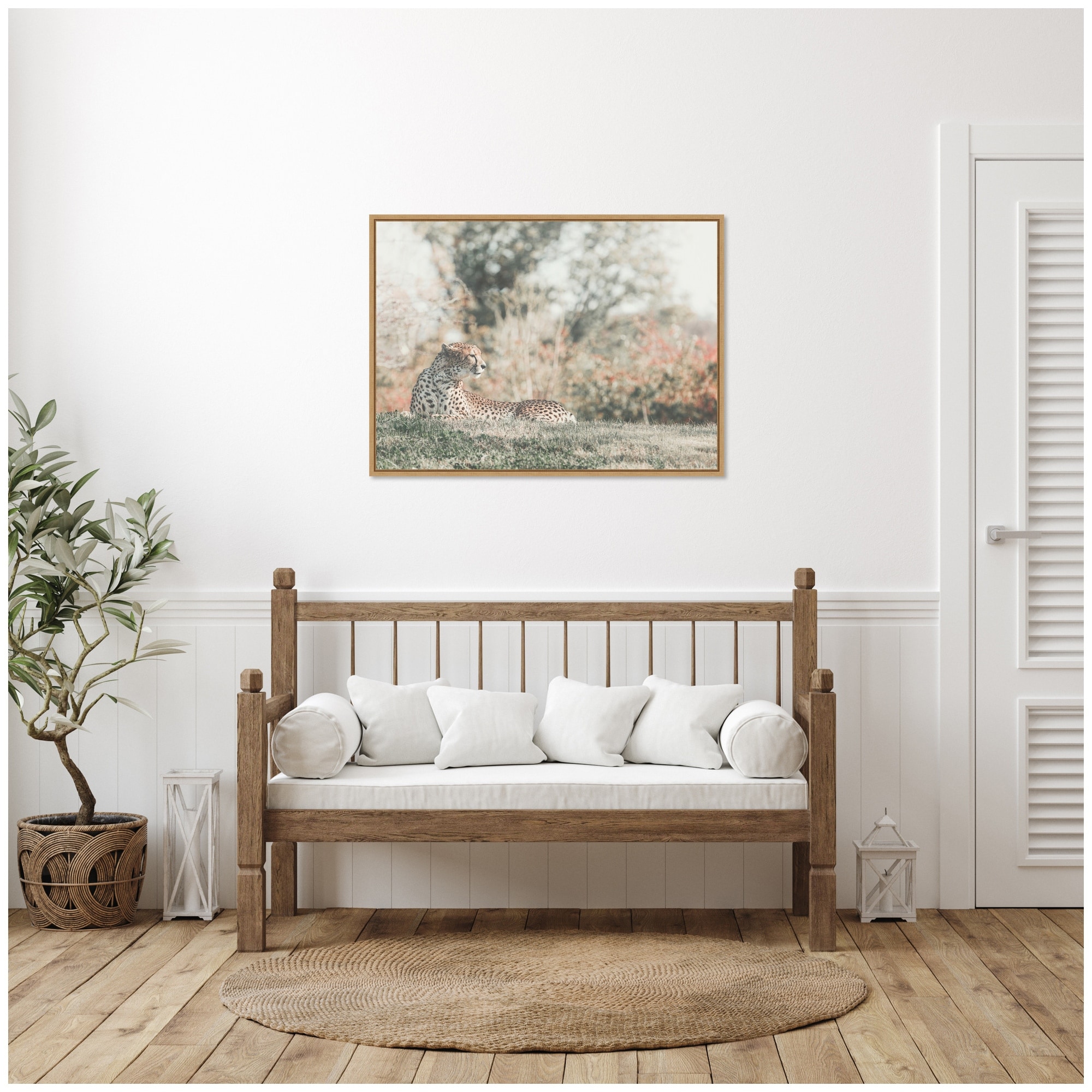 Kate and Laurel Sylvie Cheetah Glance Framed Canvas by Alicia Abla