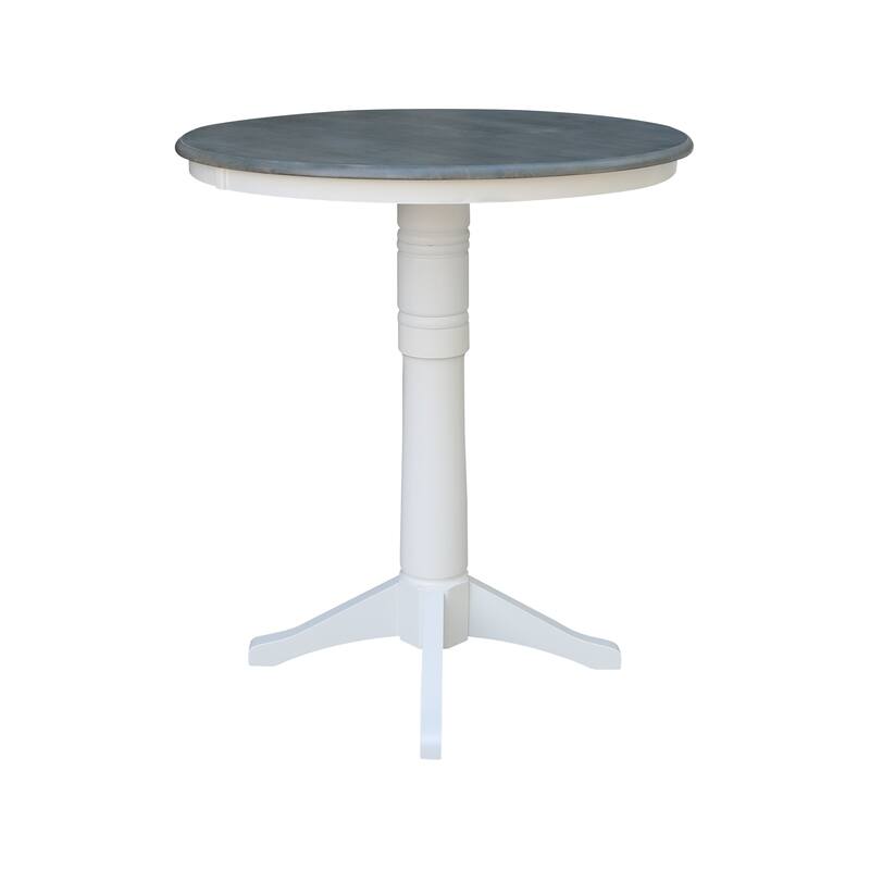 36" Round Top Pedestal Table - White/Heather Gray - N/A