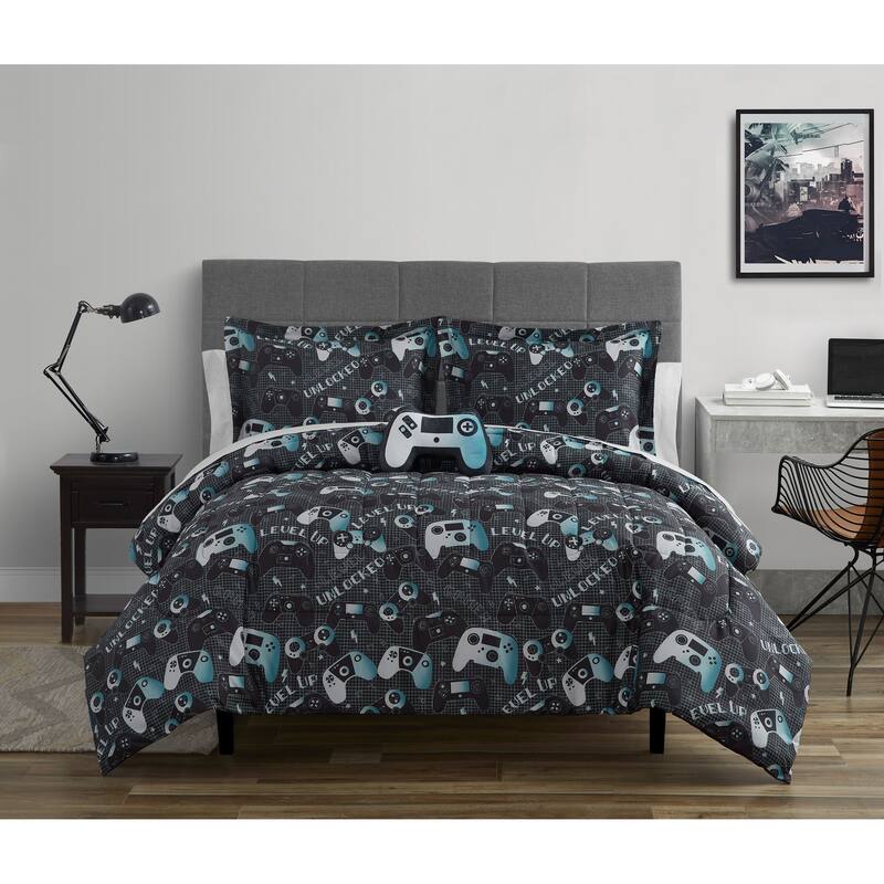 ALEX + BELLA Next Level Dark Grey/Blue Microfiber Comforter Set