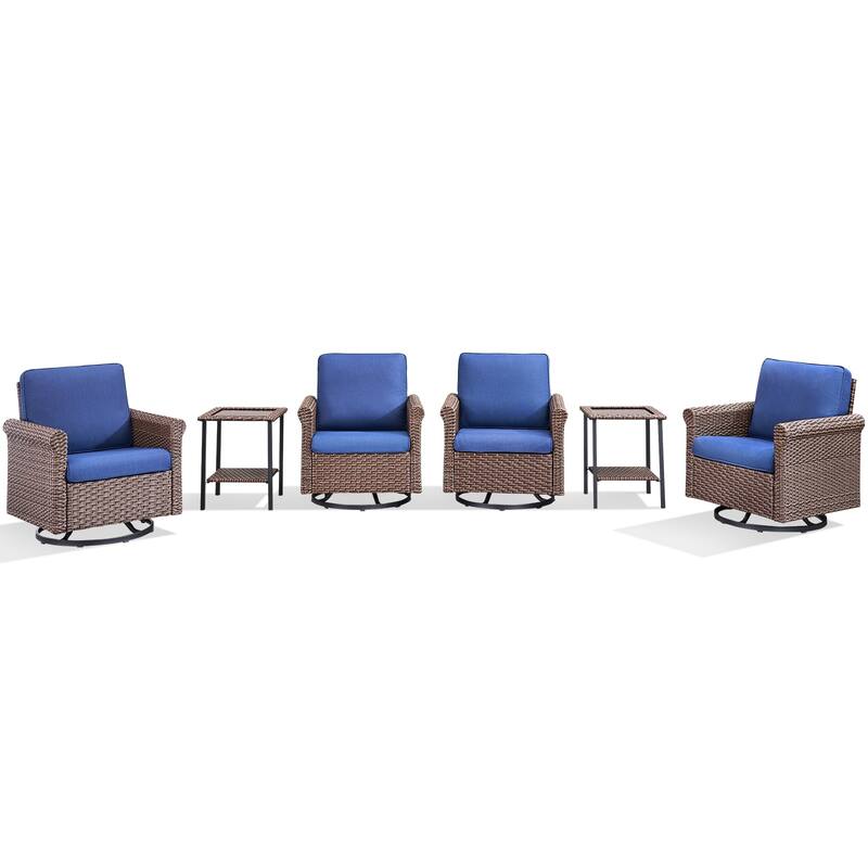 Pocassy Outdoor Sofa Swivel Chairs Patio Chair Funiture Set