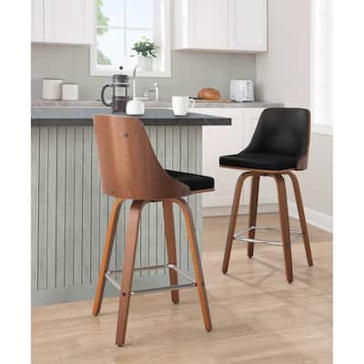 Carson Carrington Oscar 26" Fixed-Height Counter Stool with Square Chrome Footrest (Set of 2)