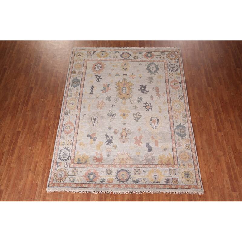 Oushak Indian Area Rug Handmade Oriental Wool Carpet - 7'10" x 10'2"