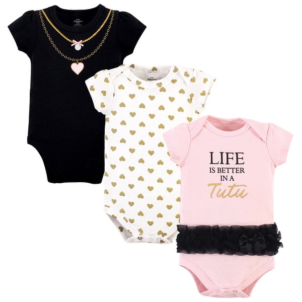 slide 1 of 1, Little Treasure Baby Girl Cotton Bodysuits 3pk, Life In Tutu 0-3 Months - Life In Tutu