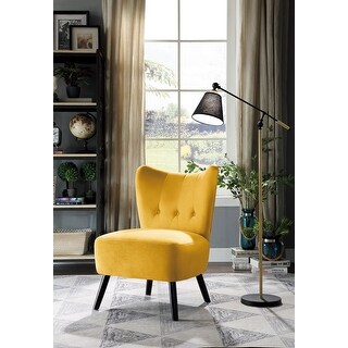 Spring Button Chair Charming Button-Tufted Accent Chair with Stylish Wood Legs - Bed Bath ...