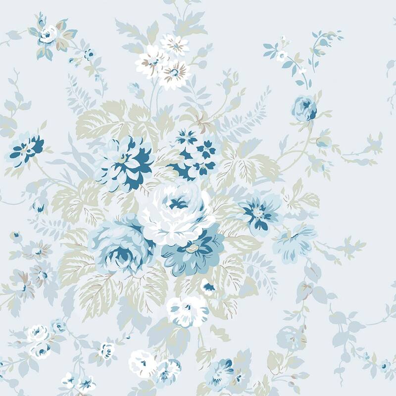 Shabby Chic by Rachel Ashwell Garden Floral Soft Blue Wallpaper