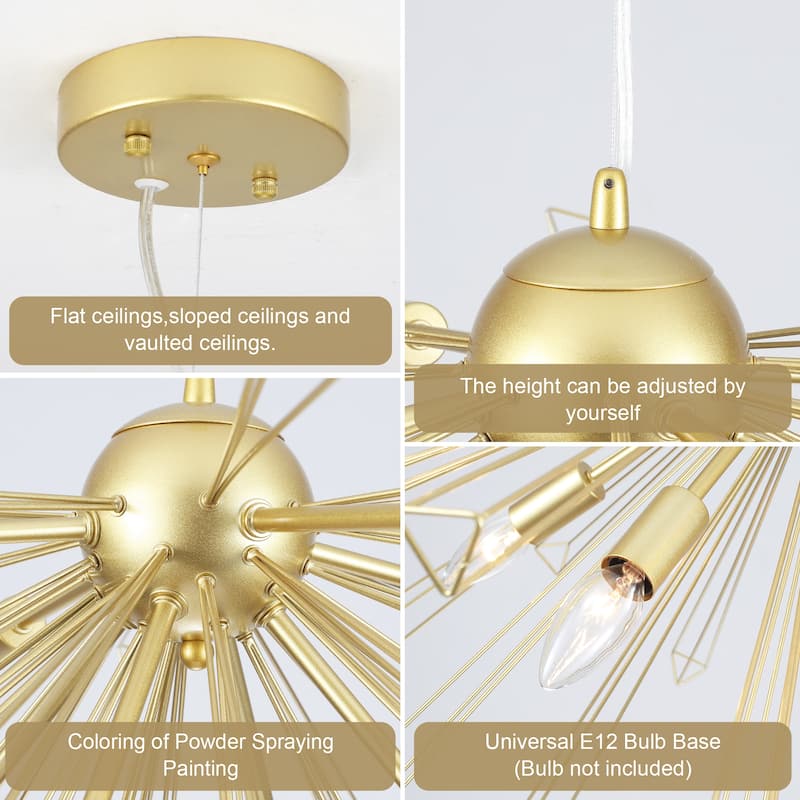 8-Light 33.46"W Metal Dimmable Pendant Lights for Kitchen Living Room