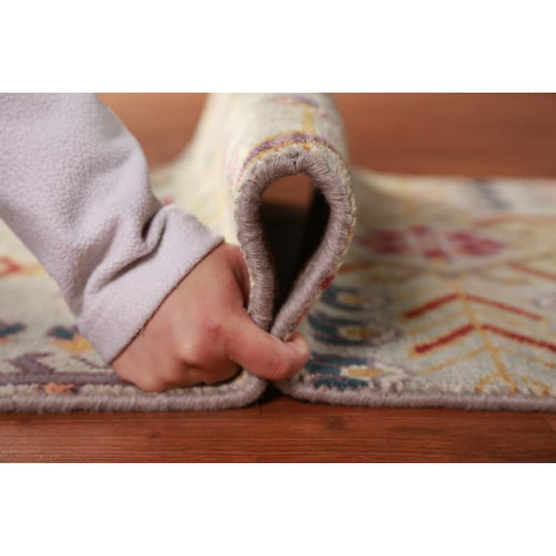 Hand Knotted Oriental 100% Wool Carpet Transitional All-Over Green Oushak Runner Rug - 7' 10'' X 2' 6''