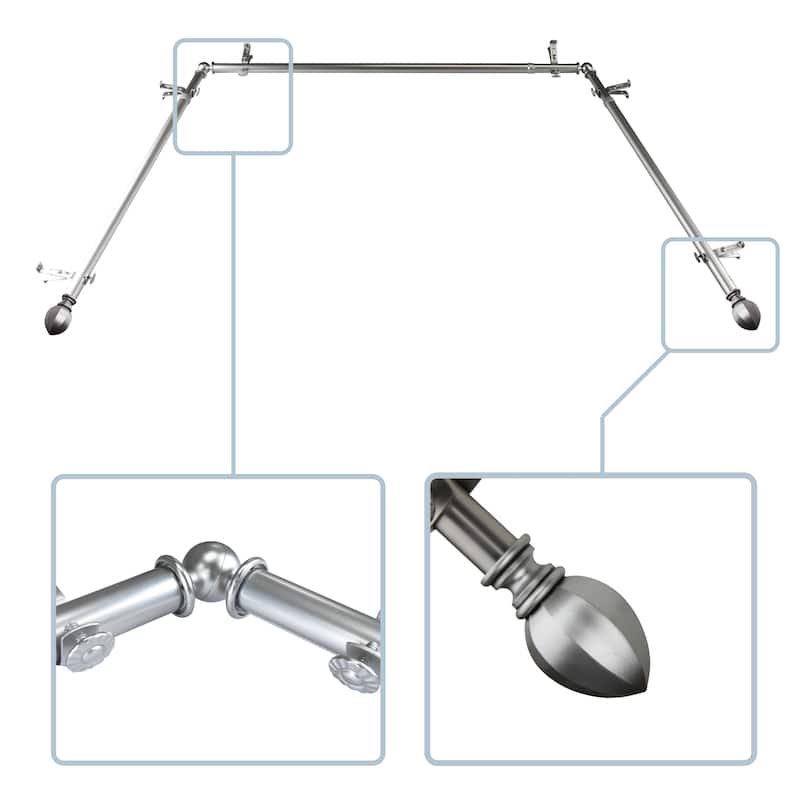 InStyleDesign Sienna 13/16" Bay curtain rod 20"-36", 38"-72" - Satin Nickel