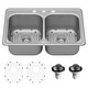 preview thumbnail 1 of 4, Karran 33" Top Mount 18-Gauge Stainless Steel Double Bowl Kitchen Sink Kit - Silver