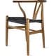 preview thumbnail 20 of 47, Woven Wood Armchair with Arms Open Y Back Mid Century Modern Office Dining Chairs Black Seat Kitchen Bedroom Organic Rattan