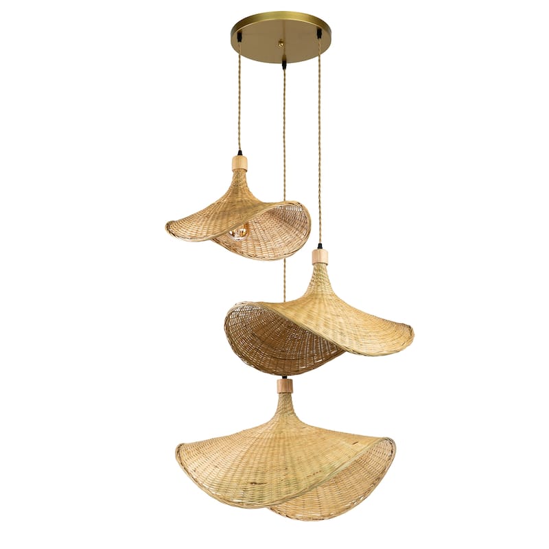 Three Lights Unique Rattan Pendant Light