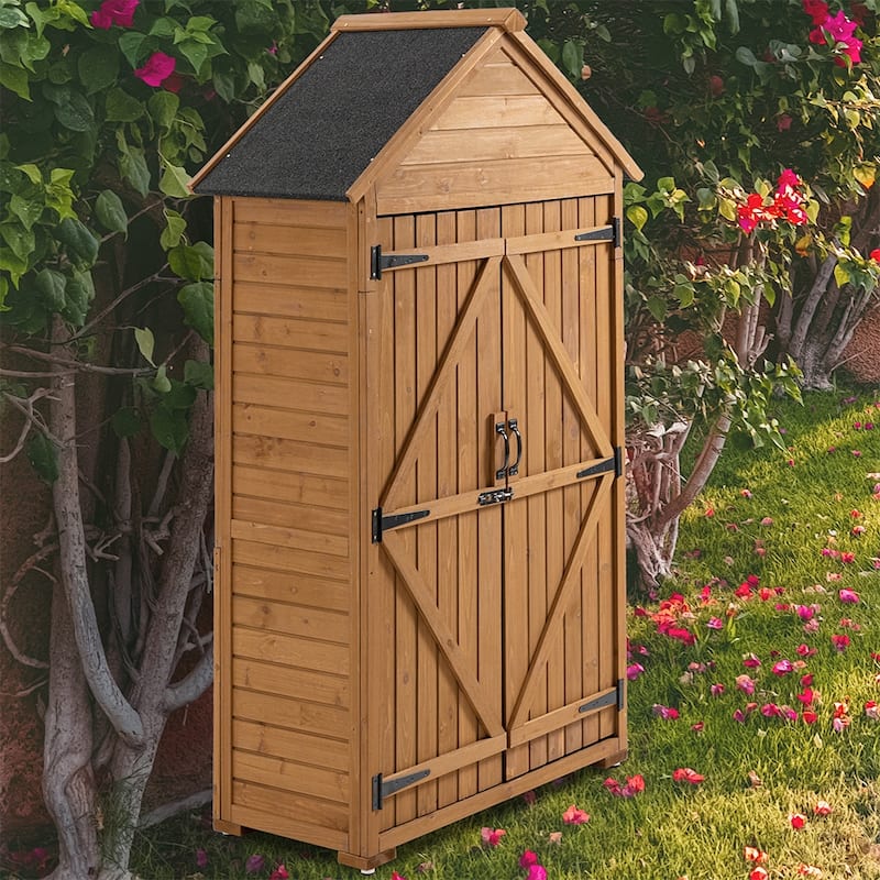 3.3 ft. W x 1.8 ft. D Wood Outdoor Storage Shed w/Detachable Shelves
