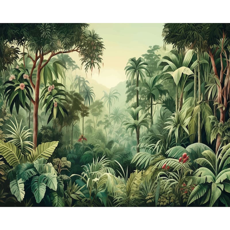 Brewster Origin Murals Jungle Trees Green Wall Mural - N/A