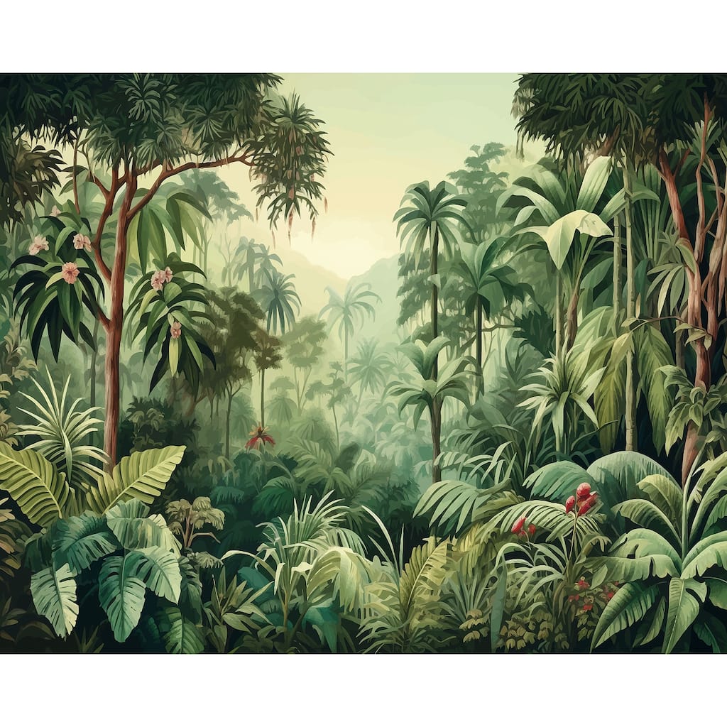 Brewster Origin Murals Jungle Trees Green Wall Mural - N/A
