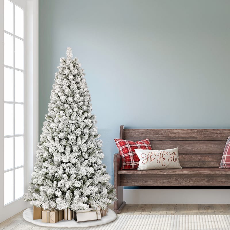 Puleo International 6.5 ft. Unlit Flocked Virginia Pine Tree
