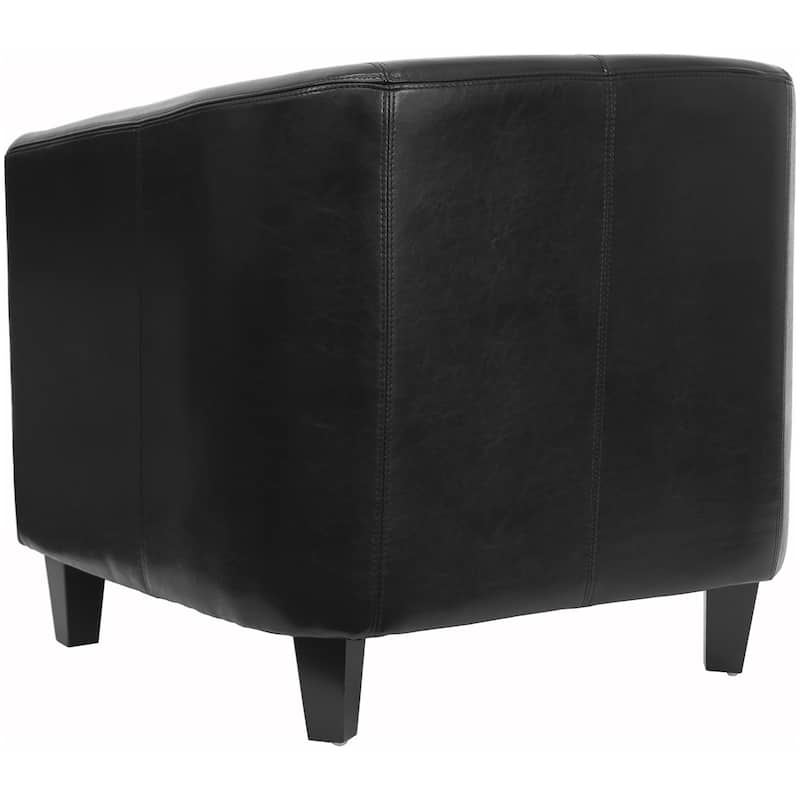 LeatherSoft Lounge Chair with Sloping Arms - Black