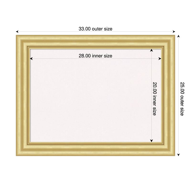 Sophia Gold Framed Cork Board - Bulletin Board, Organization Board, Pin Board - White - 33 x 25 in