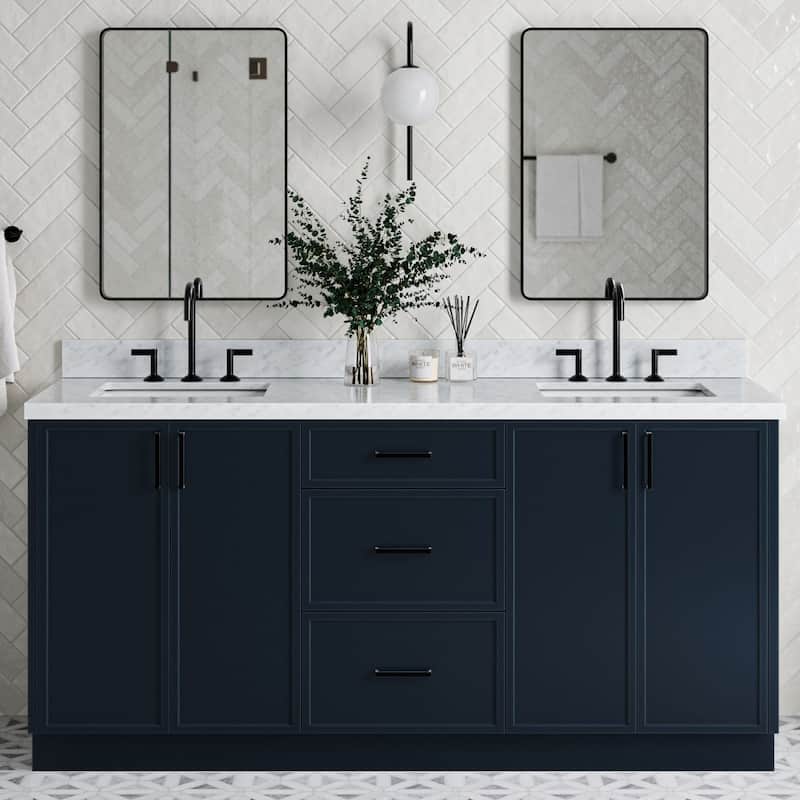 Ariel K73DCWRVO Kelly 73" Free Standing Double Basin Vanity Set with - Midnight Blue