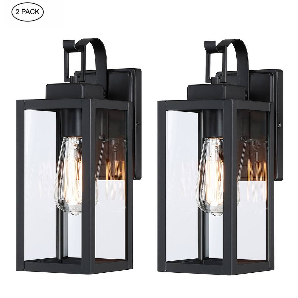 Martin 1-Light Black Outdoor wall Lantern Sconces (2-Pack)(Dusk to Dawn Could be Chosen)