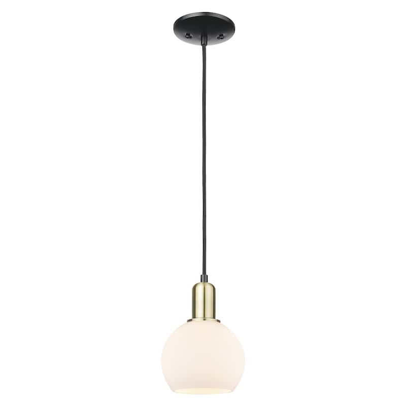 Innovations Lighting Endless Possibilities Arcadia - Athens - 1 Light 6" Cord Hung Mini Pendant - Matte White/Black Antique Brass