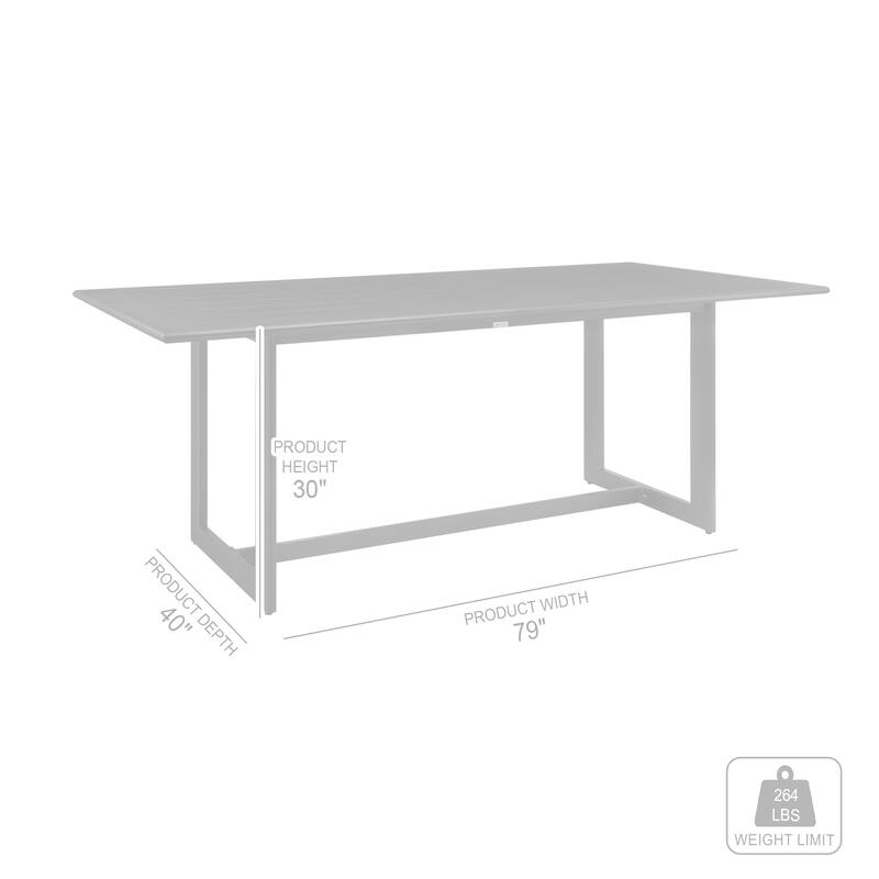 Cayman Outdoor Patio 7-Piece Dining Table Set in Aluminum with Grey Cushions