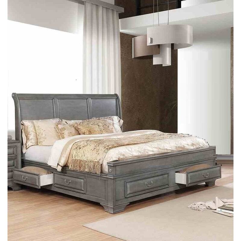 Elegant Gray Finish 1 Piece Storage Bed