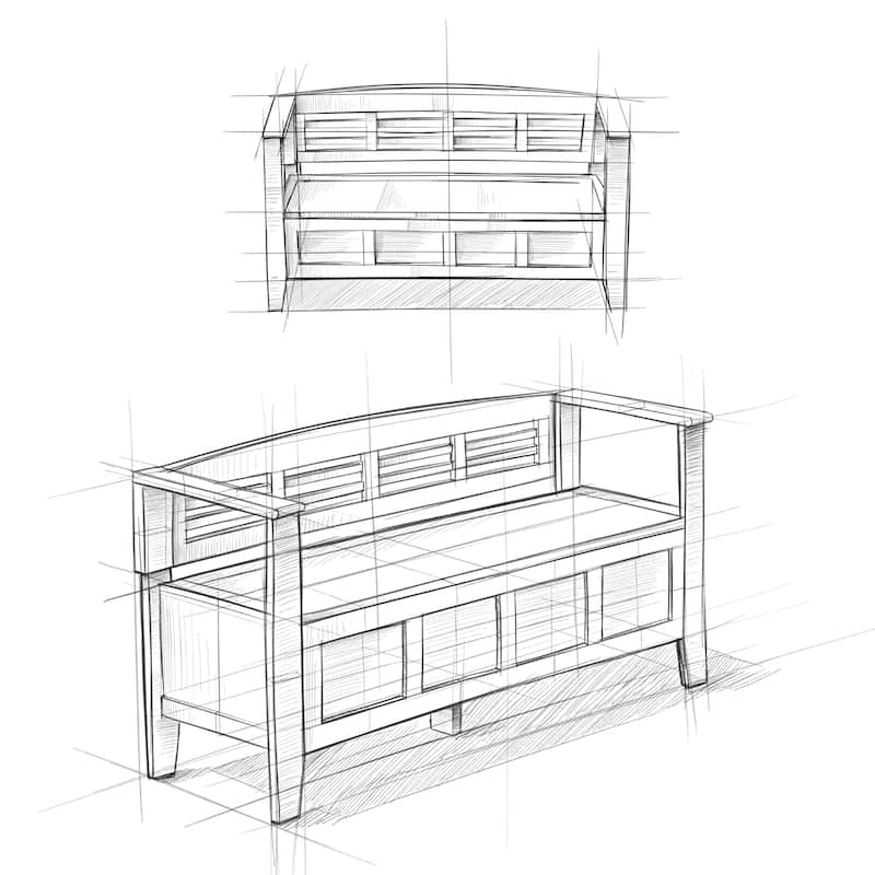 WYNDENHALL Chandler SOLID WOOD 48 inch Wide Contemporary Entryway Storage Bench - 48'' x 17'' x 25.2