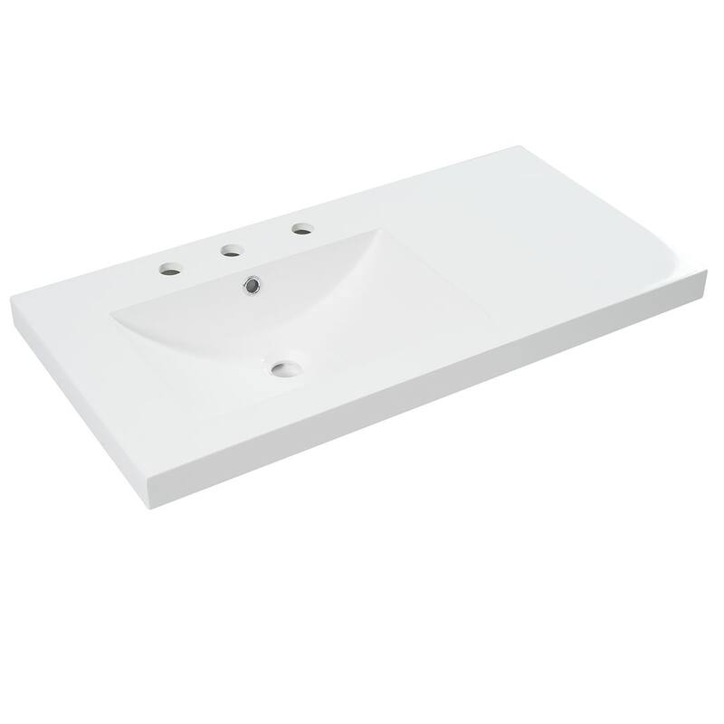 36" Bathroom Vanity Cabinet with Resin Integrated Sink - 2 Drawers, 3 Doors