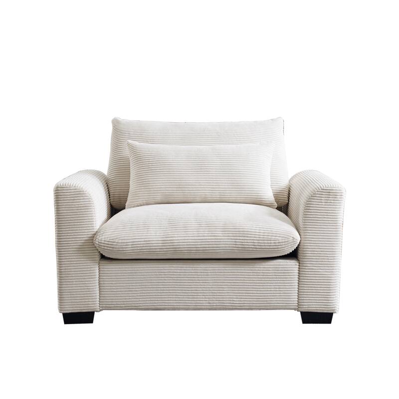 Corduroy Deep Seat Single Sofa with Lumbar Pillow
