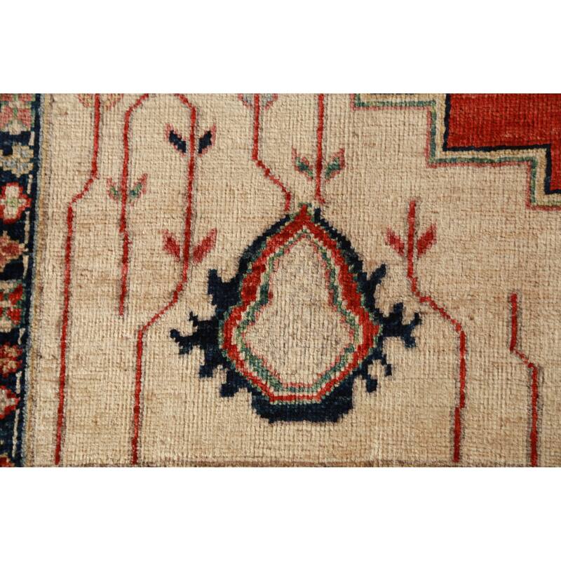 Vegetable Dye Heriz Serapi Oriental Rug Hand-Knotted Wool Carpet - 4'1"x 6'8"