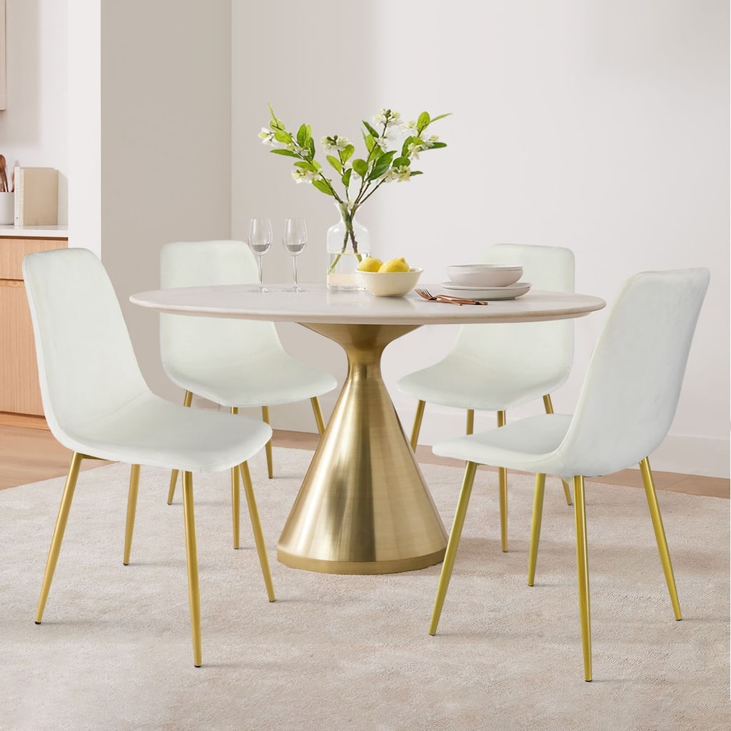 Velvet Upholstered Gold Frame Dining Chair Side Chair , Set of 4 - 34"x18"x18"