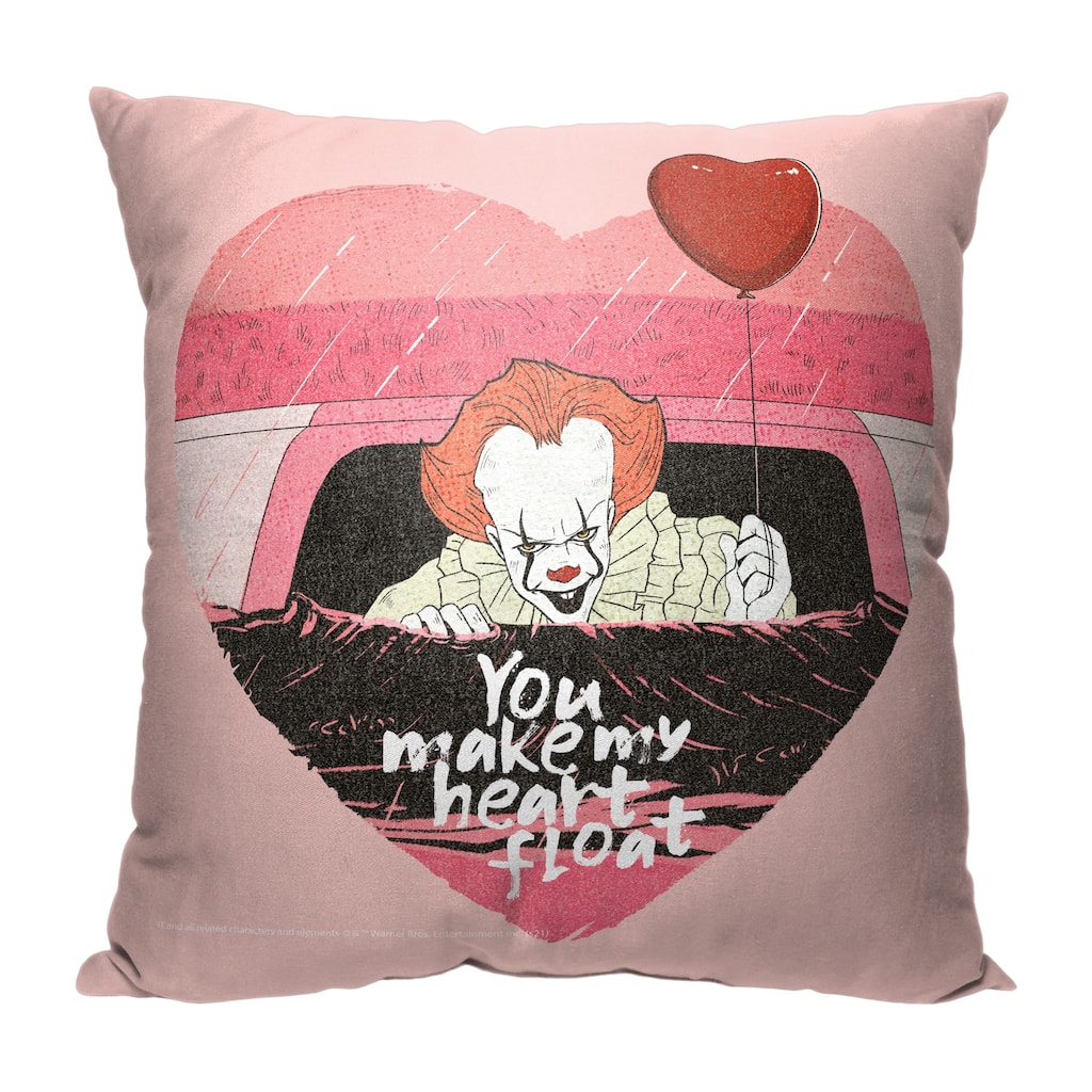 Warner Brothers Horror It Make My Heart Float 18 Inch Throw Pillow