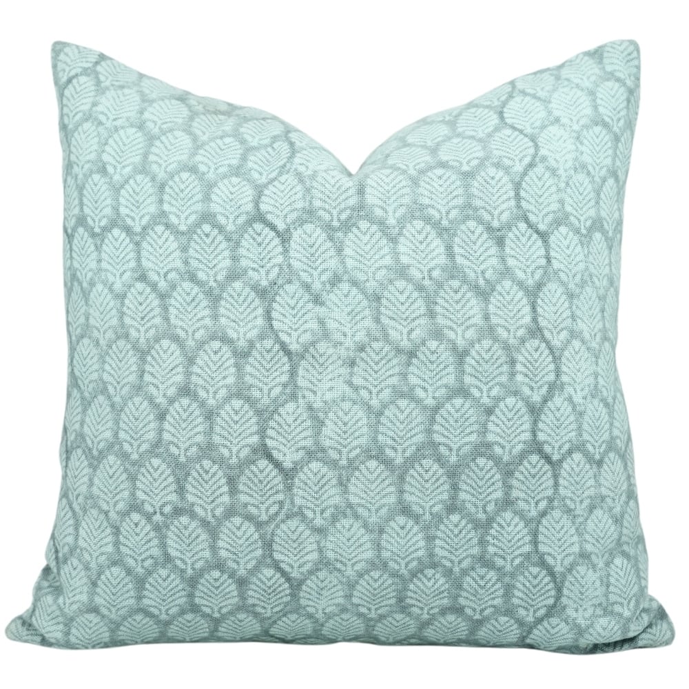 Fabdivine Handmade Pillowcase for Sofa Fall Floral Linen Blue Leaf or Floral Pattern Block Print Cushion Cover, Sangmarmar