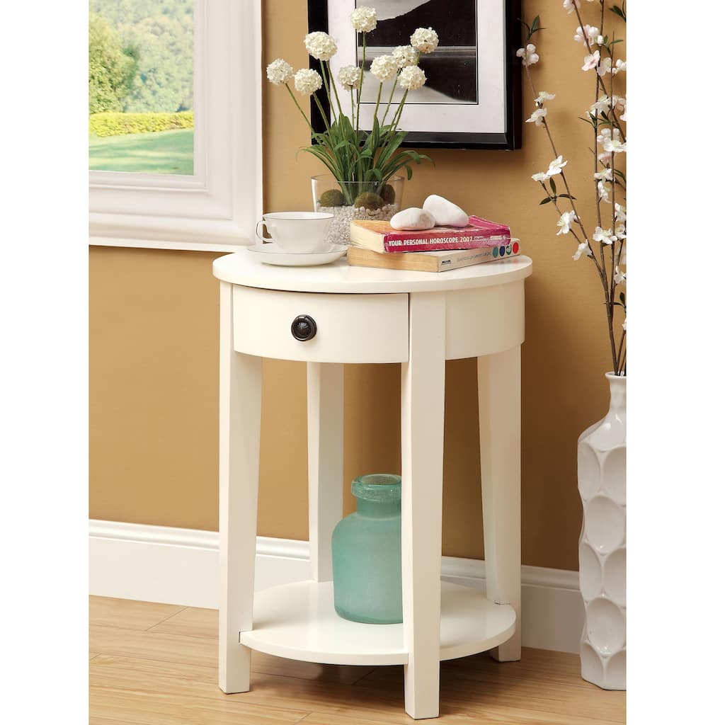 Furniture of America Disc Transitional Black 18-inch 1-shelf Side Table