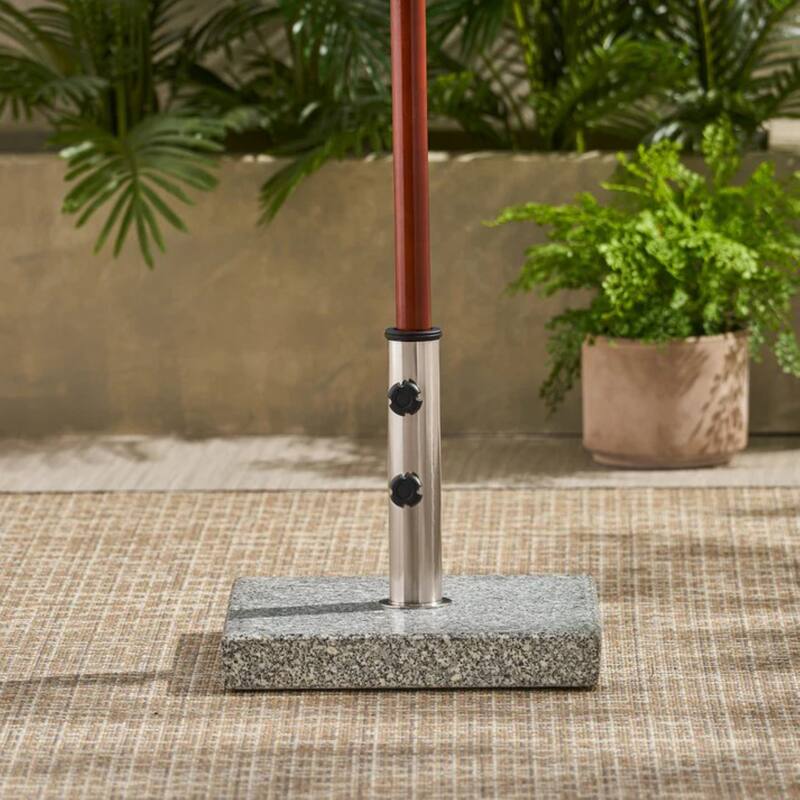 Berywn Outdoor Square Granite Umbrella Holder by Christopher Knight Home - 15.75" D x 15.75" W x 14.75" H - Grey