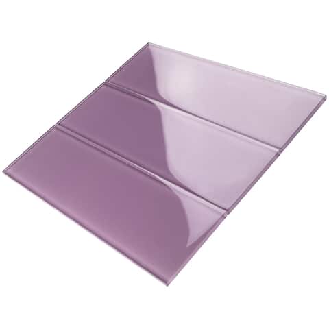 TileGen. 4" x 12" Glass Subway Tile in Purple Wall Tile (30 tiles/10sqft.)