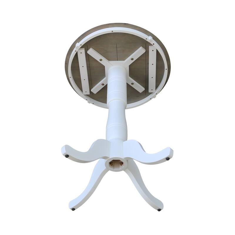 30" Round Top Pedestal Table - White/Heather Gray - N/A