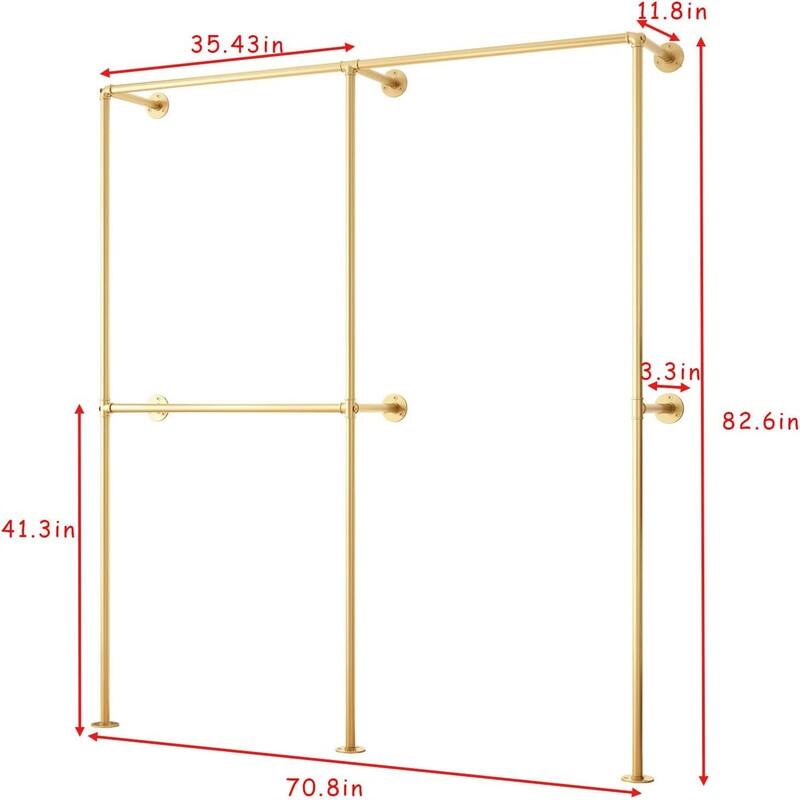 Gold Pipe Clothing Racks with 2 Tier Shelves