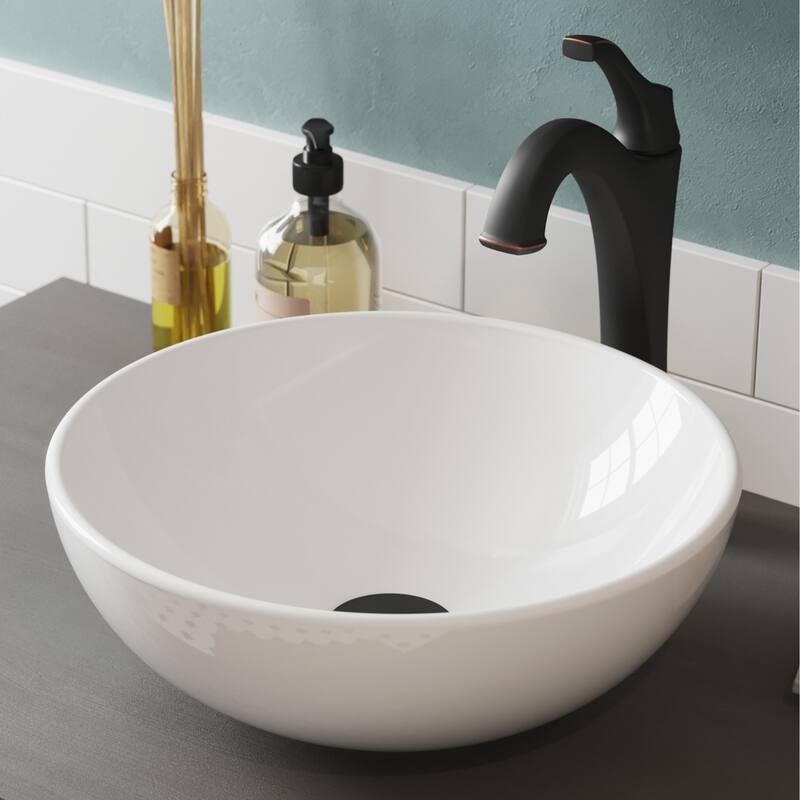 Kraus Elavo and Arlo 13-11/16" Vitreous China Vessel Bathroom Sink