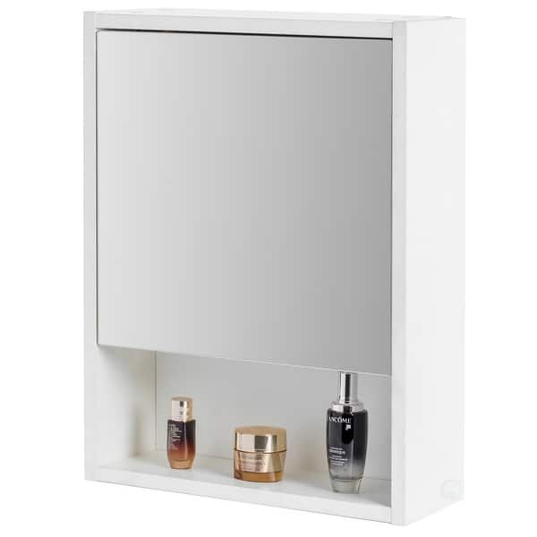 Wall-mounted Bathroom Storage Medicine Cabinet with Storage Shelves White