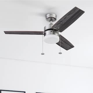 42" Prominence Home Reston Pewter Modern Farmhouse LED Ceiling Fan with Light, Pull Chain - 42