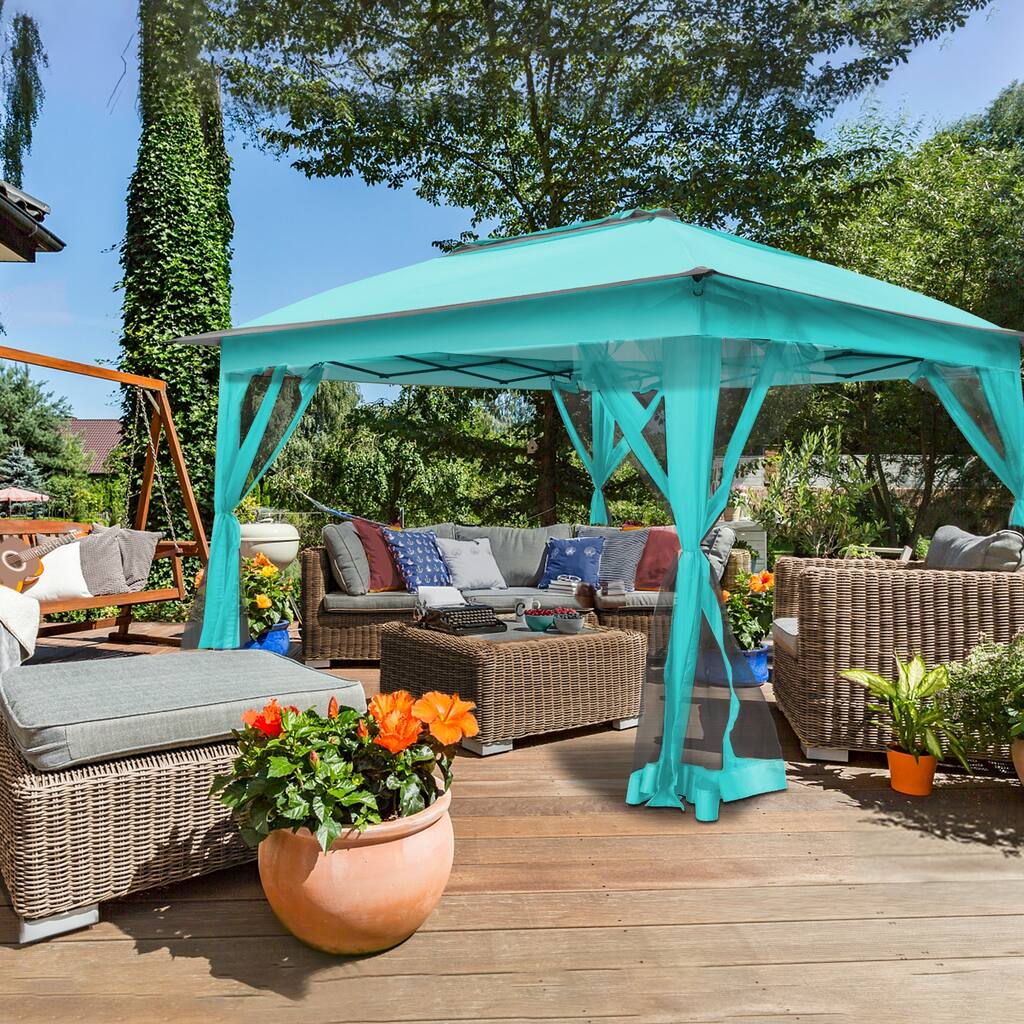 Cozywor 11 ft. x 11 ft. Steel Pop-Up Gazebo with Mosquito Netting