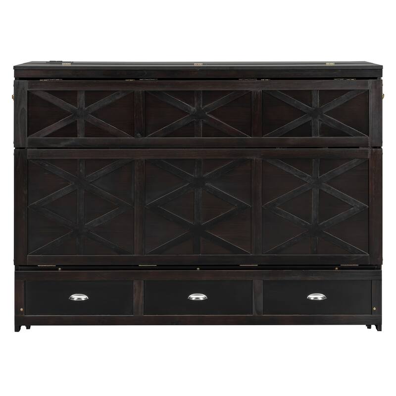 Queen Size Murphy Bed with Large Drawers and Charging Station