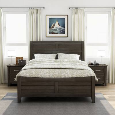 Inyx Transitional Walnut Wood 3-piece Panel Bedroom Set with 2 Nightstands and USB Port by Furniture of America
