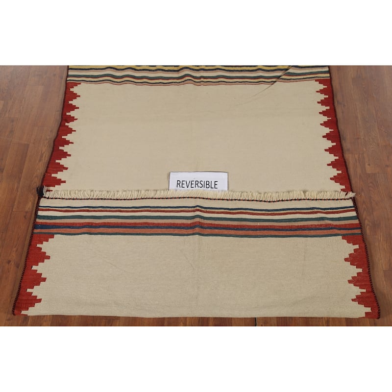 Nomadical Kilim Persian Vintage Area Rug Flatweave Wool Carpet - 4'5"x 6'2"