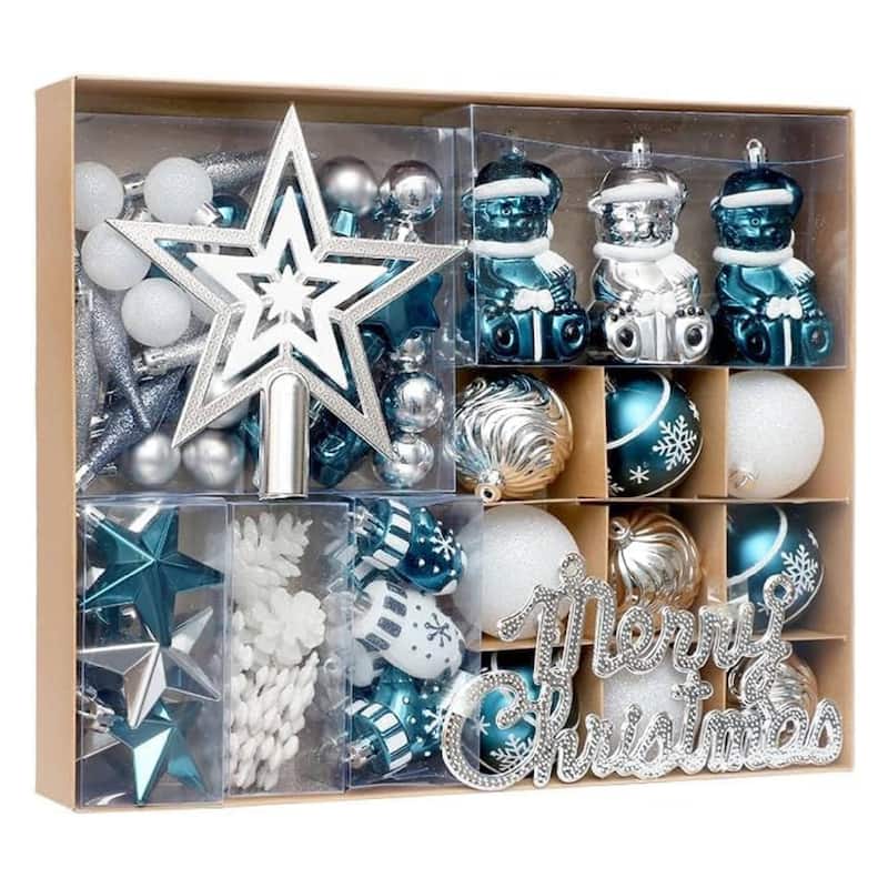 70pcs Christmas Xmas Decoration Ball Ornaments Set for Holiday Party Wedding - N/A - Blue