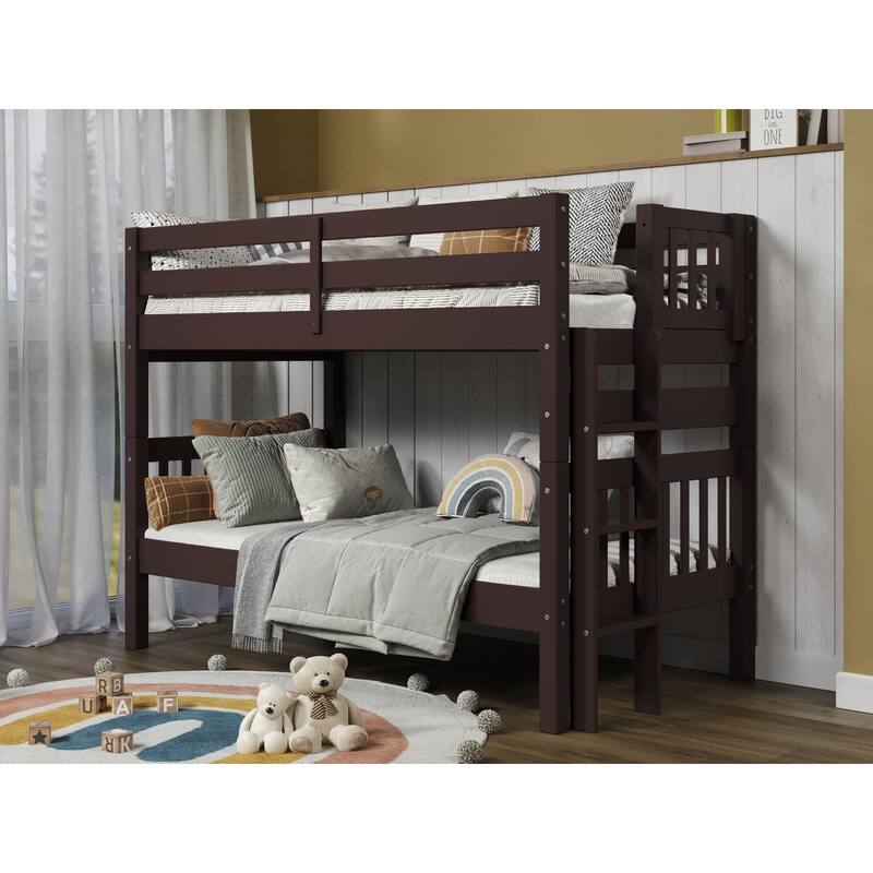 Taylor & Olive Trillium Twin over Twin Bunk Bed with End Ladder - Dark Cherry