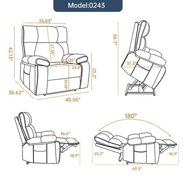 dimension image slide 0 of 2, Recliner Chair for Home Improvement Faux Leather Durable Material Ora